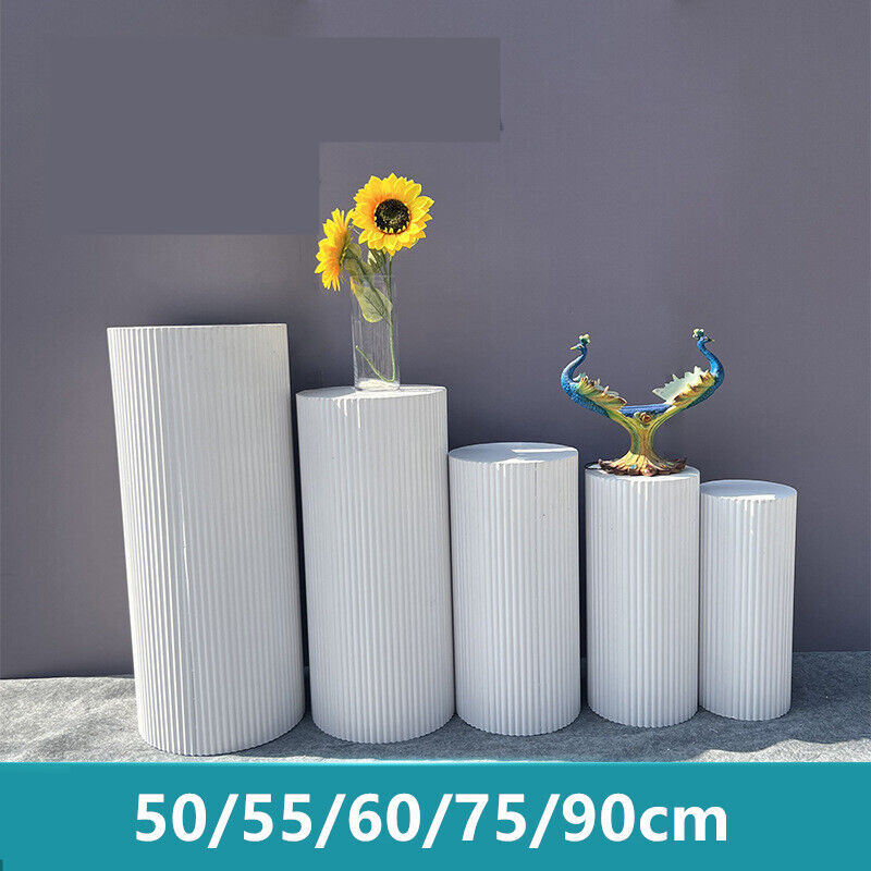 5x Metal Wedding Plinths Cylinder Pedestal Stand Ripple Cake Dessert Display 4