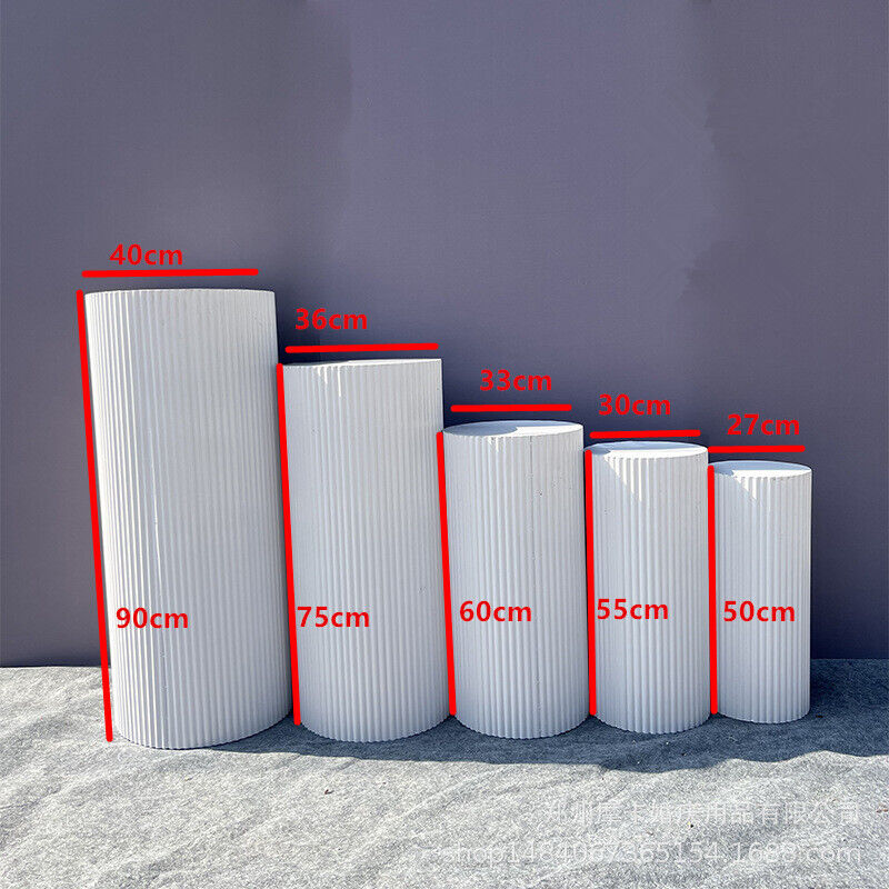 5x Metal Wedding Plinths Cylinder Pedestal Stand Ripple Cake Dessert Display 5