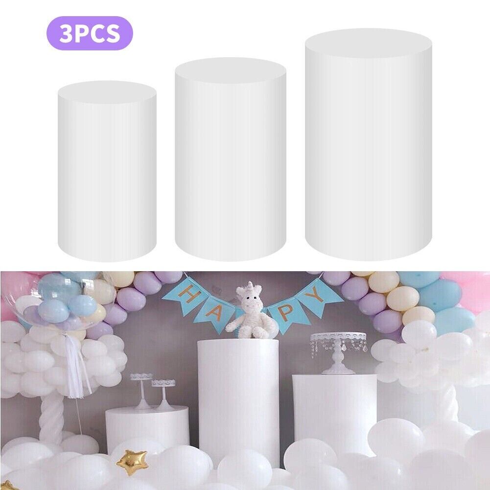 3pcs Round Plinth Cylinder Pedestal Stand Wedding Decor Cake Flower Display 4