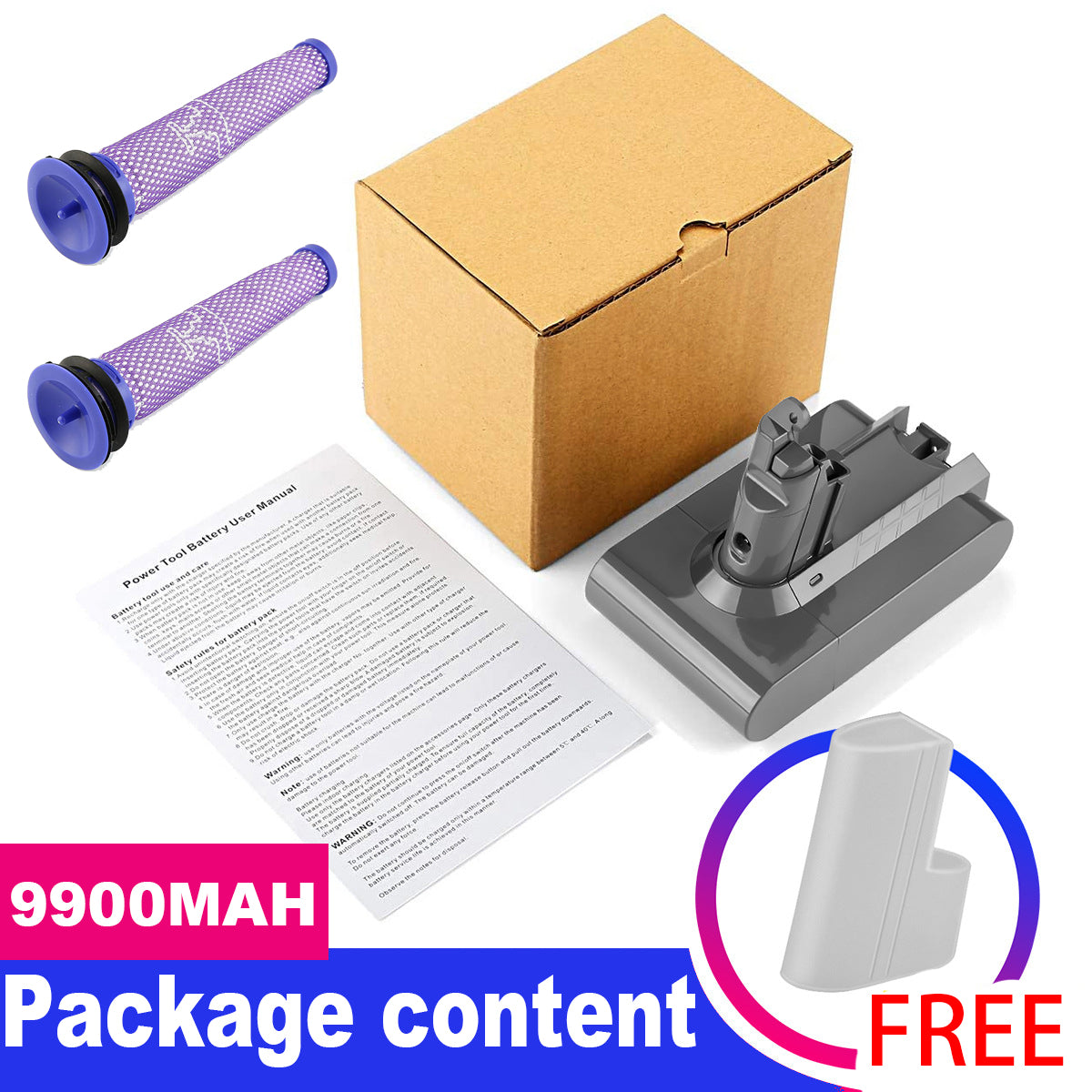 9900MAH For Dyson V6 Battery SV03 SV04 SV09 DC58 DC59 DC61 DC62 DC74 v6 Animal 3