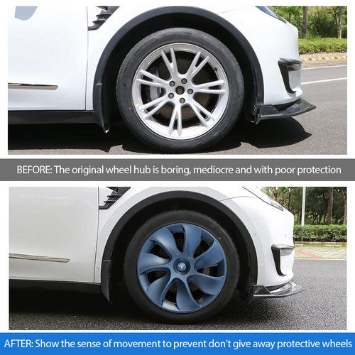 Tesla Y wheel cap 4 gray and model Y front and rear PP TPE fender 4 5