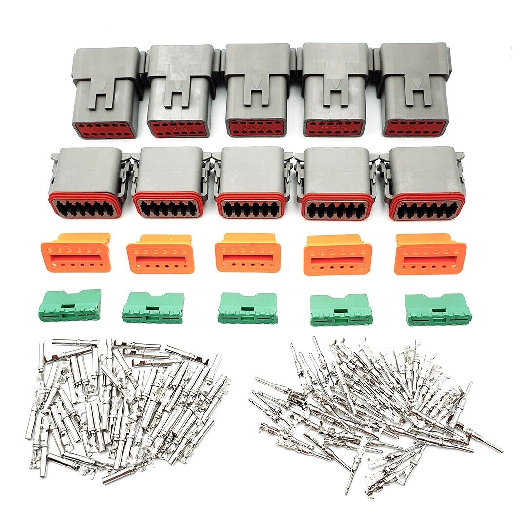 5 Sets DEUTSCH DT SERIES MULTI PLUG WATERPROOF CONNECTOR 12 WAY PIN KIT 3