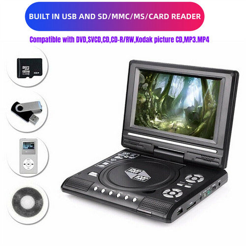 7Inch Portable Dvd Player CD Card Hd 16:9 Lcd Large 270-Degree Rotation Screen 4