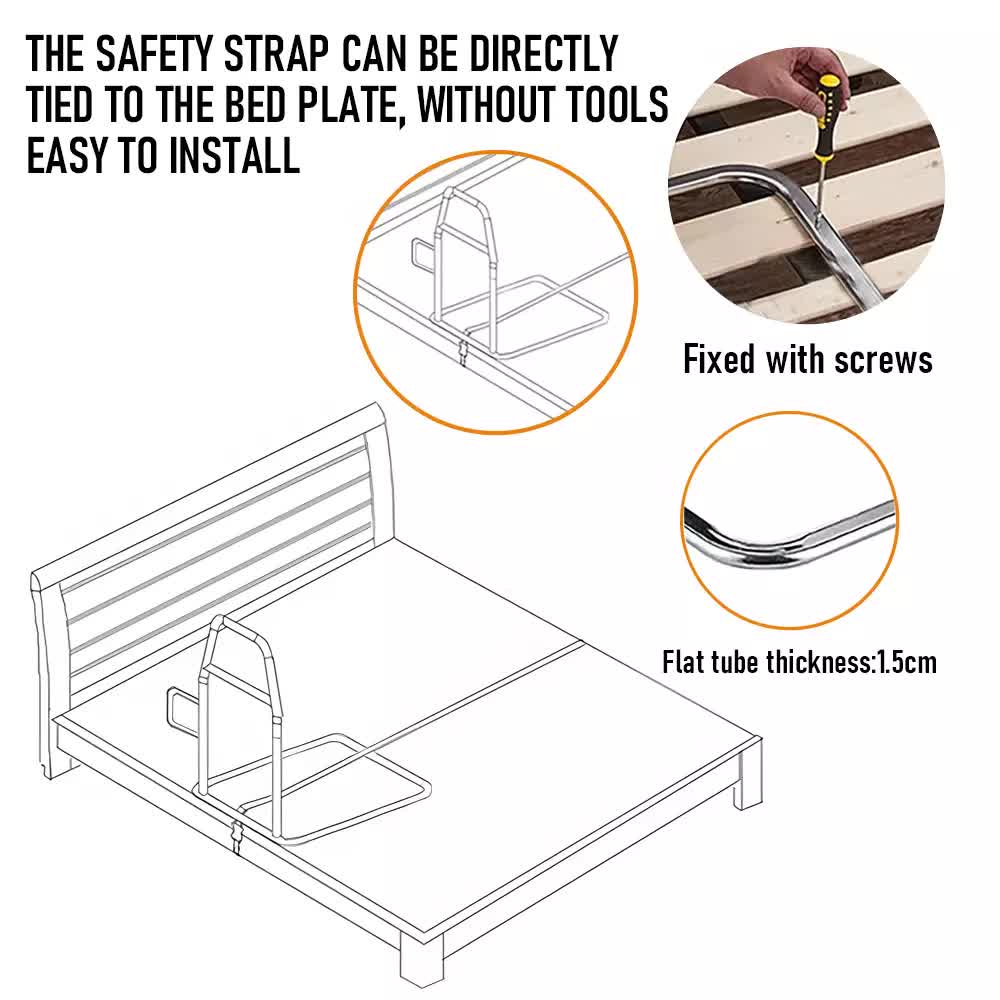 Bed Rail Safety Assist Rail for Elderly Adults with Storage Pocket &Fixing Strap 8