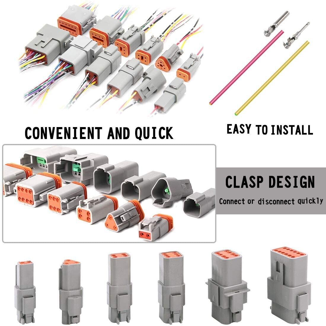 AU 1000 PCS Deutsch DT Connector Kit 14-16AWG Stamped Contacts 1100PCS UPGRADE 5