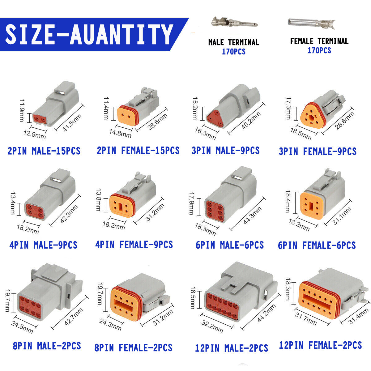 1700PCS Deutsch DT Connector DEUTSCH DT CONNECTOR PLUG KIT AU STOCK Connector 6