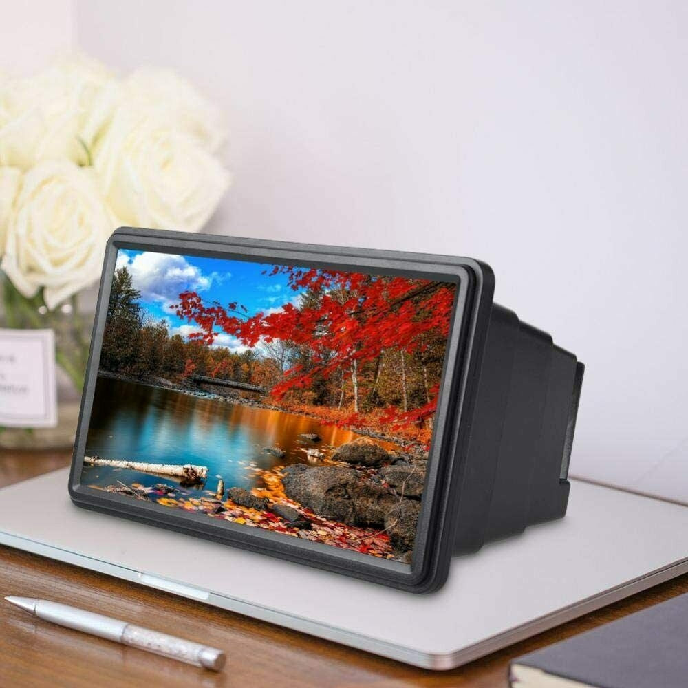 3D Mobile Phone Screen Magnifier 12" HD Video Amplifier for Smartphone Stand 3