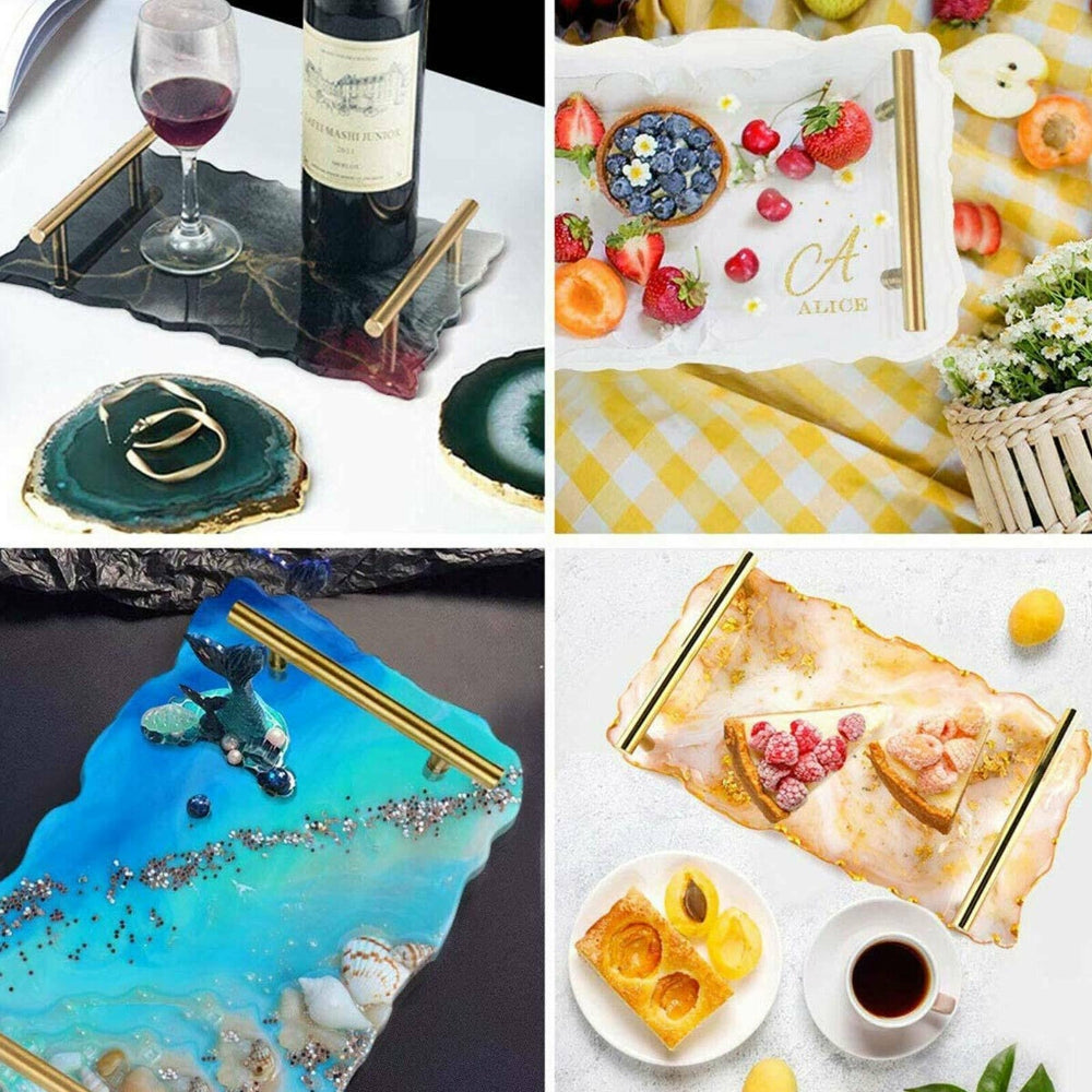 Large Safe Silicone Tray Mould Artist Mold Irregular Coaster Resin Craft Art DIY + 2 Handles 4