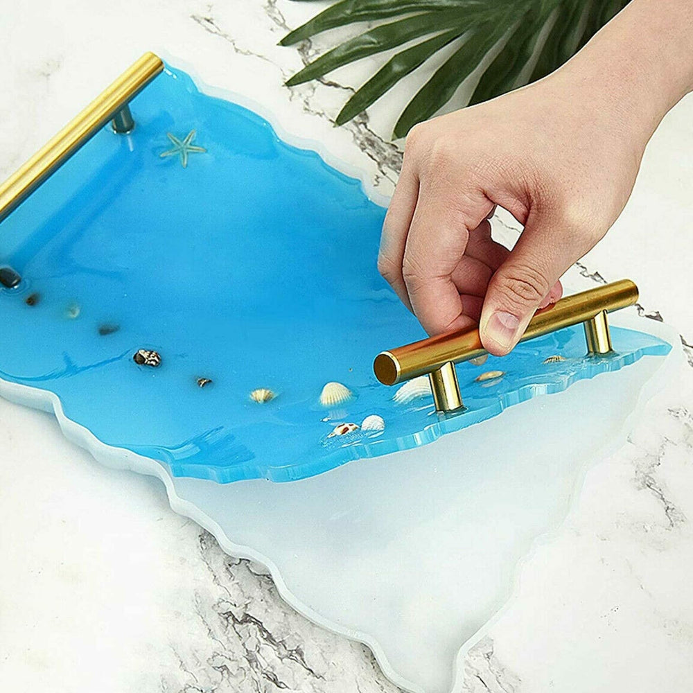 Large Safe Silicone Tray Mould Artist Mold Irregular Coaster Resin Craft Art DIY + 2 Handles 7