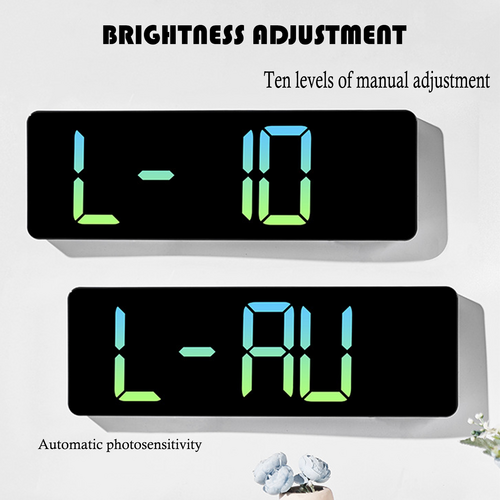 16" Green gradient color Large Digital Big Jumbo LED Wall Desk Clock Display With Temperature Calendar 3