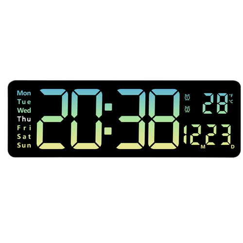 16" Green gradient color Large Digital Big Jumbo LED Wall Desk Clock Display With Temperature Calendar 6