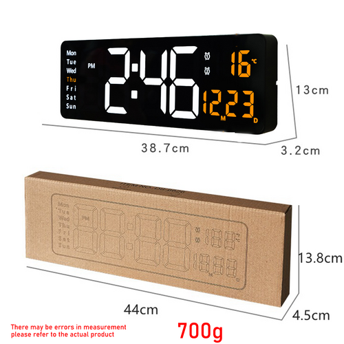 16" Orange Large Digital Big Jumbo LED Wall Desk Clock Display With Temperature Calendar 4