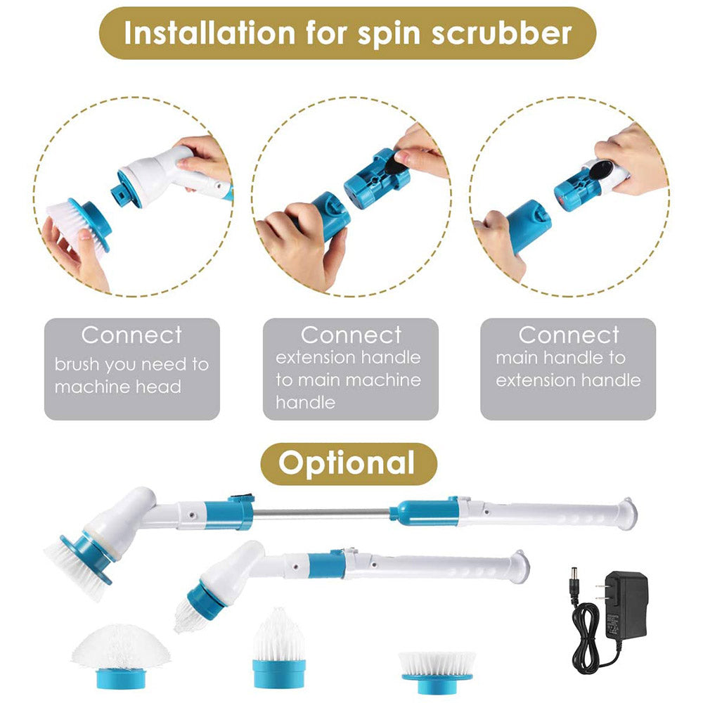 Electric Cordless Spin Scrubber Super Power Scrubber Turbo Scrub Clean Brush 6
