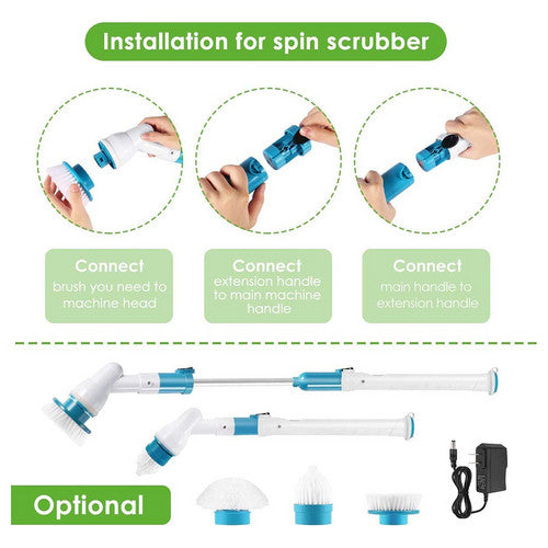 10PCS Rechargeable Spin Scrubber Electric Turbo Scrub Cleaning Brush Cordless Kit 10