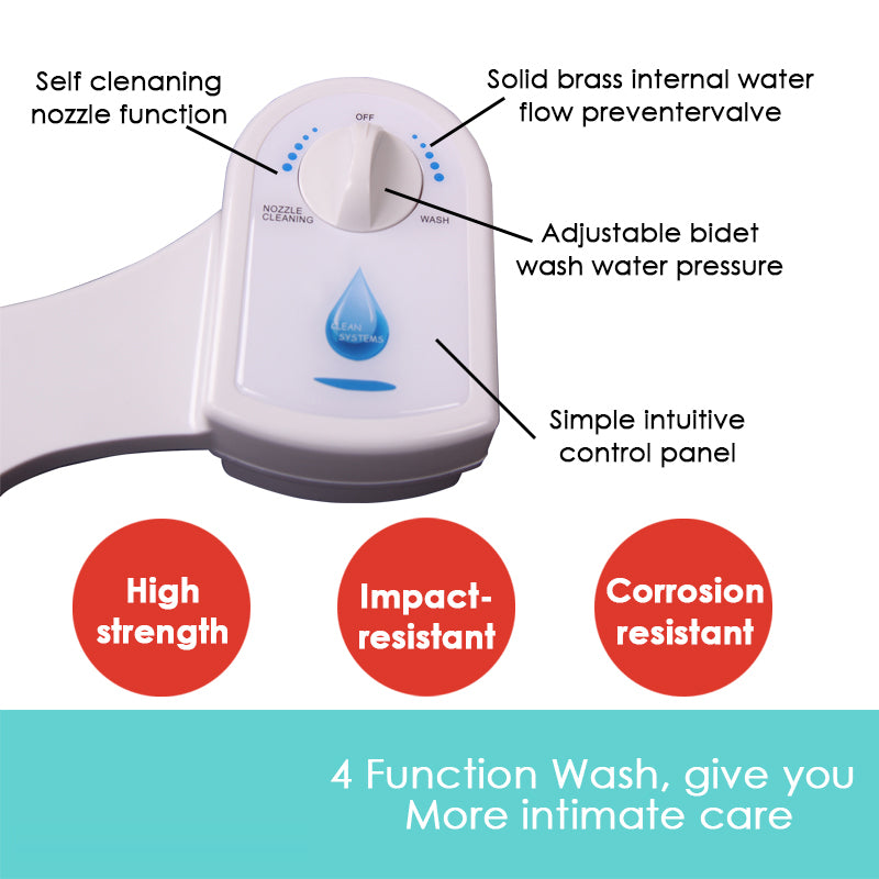 Toilet Bidet Seat Hygiene Water Wash Clean Unisex Easy Attachment Dual Nozzles 7