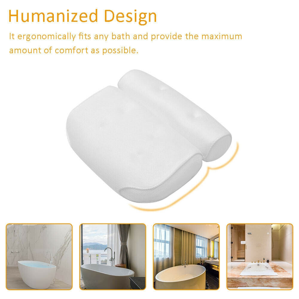 3D Spa Mesh Bath Pillow Neck Back Support Bathtub Tub Cushions 4