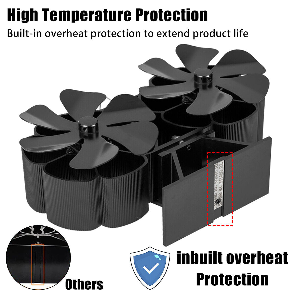 12Blade Fan Heat Self-Powered Wood Stove Top Burner Fireplace Silent Eco Heater 6