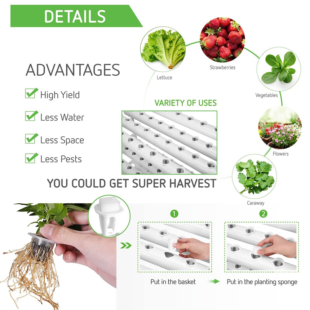 36 Sites Hydroponic Grow Tool Kits Vegetable Garden System 220V Water Pump 4