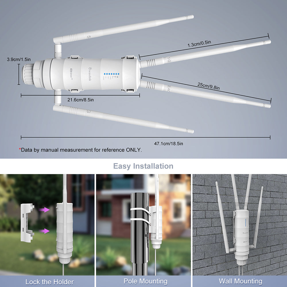 WAVLINK AC1200 Outdoor WiFi Dual Band Long Range Aerial HD4 Extender WiFi Router 8