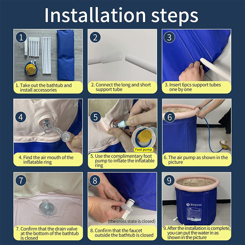 Portable Bathtub Bath Tub Folding Bathtub Portable PVC Water Tub Spa Bath Tub 4