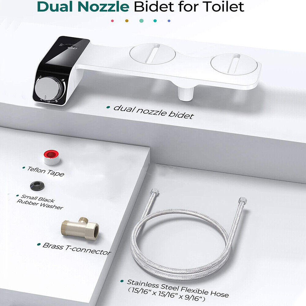 Toilet Bidet Seat Dual Nozzles Bidet Non Electric Toilet Water Sprayer Bathroom 4