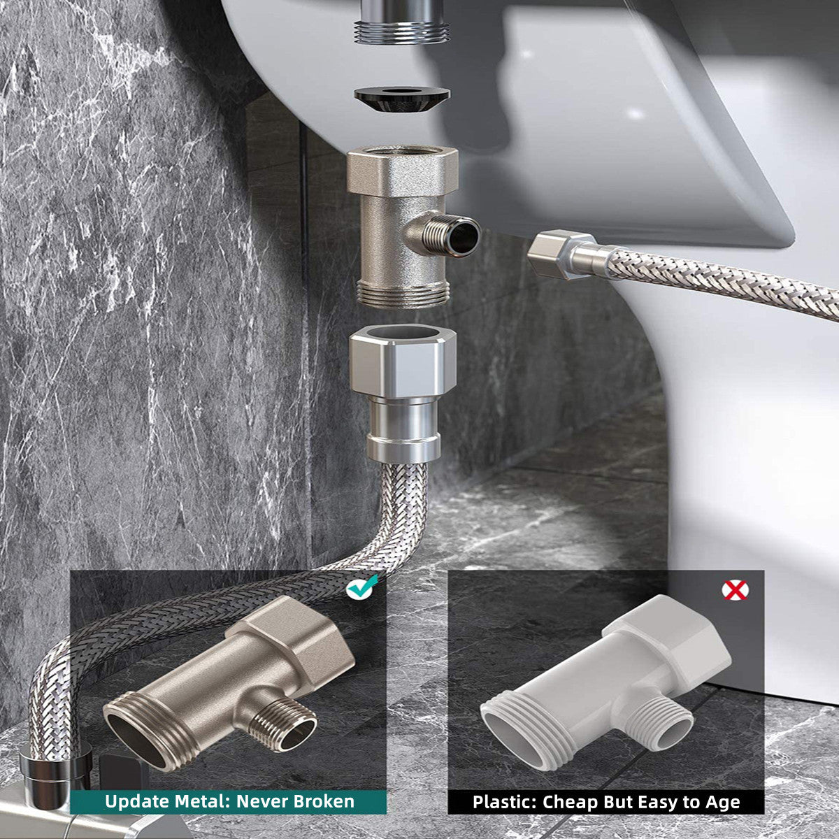 Toilet Bidet Seat Dual Nozzles Bidet Non Electric Toilet Water Sprayer Bathroom 11