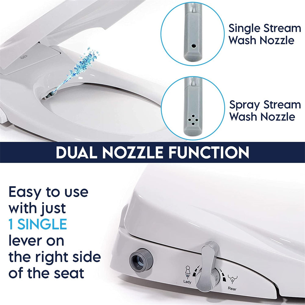Non Electric Bidet Toilet Seat O Cover Bathroom Dual Nozzle Spray Water Wash 4