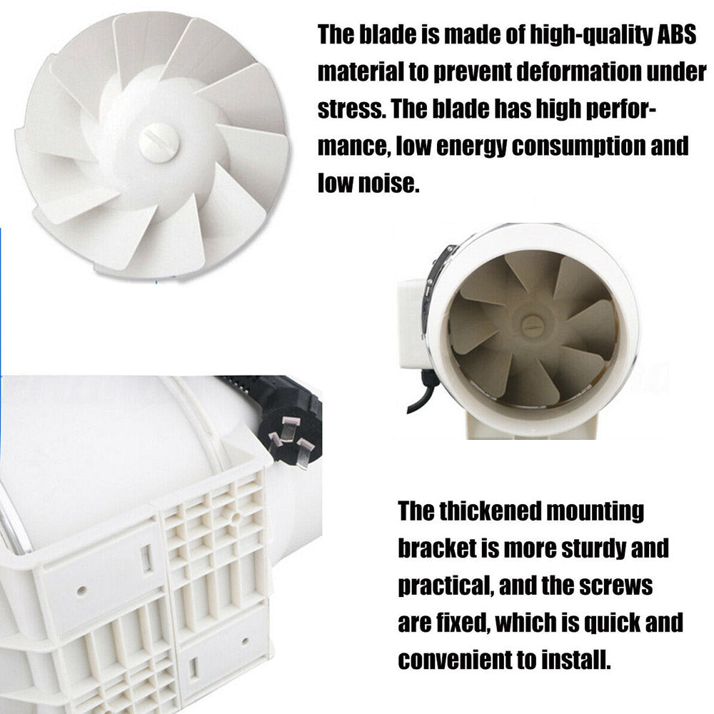 4'' Extractor Fan Duct Hydroponic Inline Exhaust Vent Industrial 4