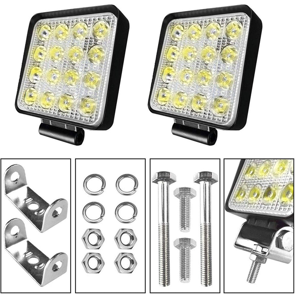 10PCS 80W CREE FLOOD LED Work Lights 12V Boat Camping Square 4inch Bar 4