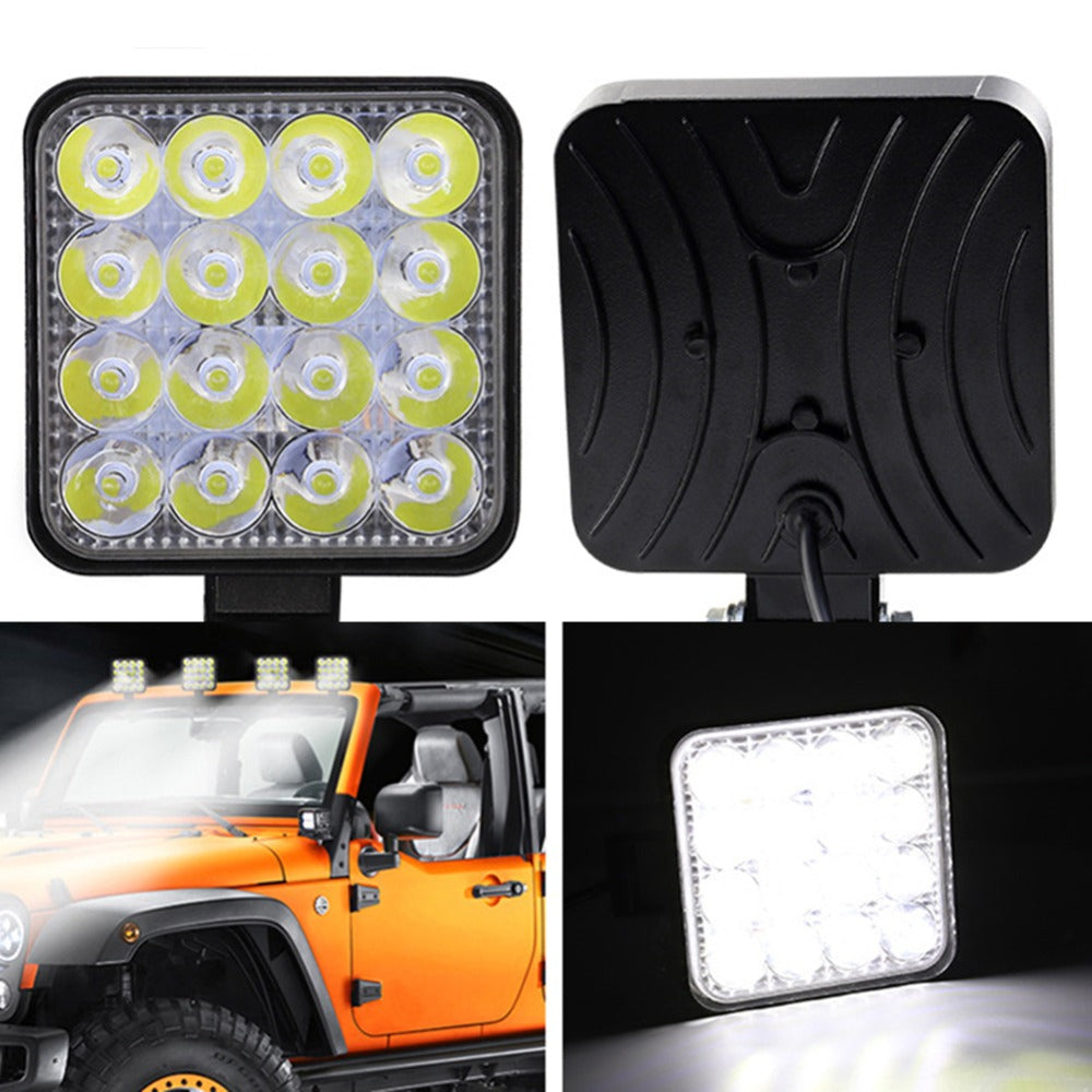 10PCS 80W CREE FLOOD LED Work Lights 12V Boat Camping Square 4inch Bar 7