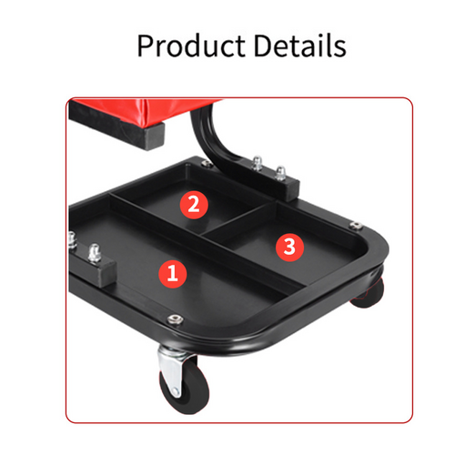 Padded Rolling Creeper Garage Mechanics Roller Seat Stool Chair with Tool Tray 4