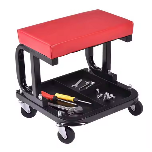 Padded Rolling Creeper Garage Mechanics Roller Seat Stool Chair with Tool Tray 6