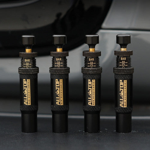 Adjustable Auto-Stop Tire Deflator Valve Kit 10-30 PSI 4PCS Screw-on for Offroad 7