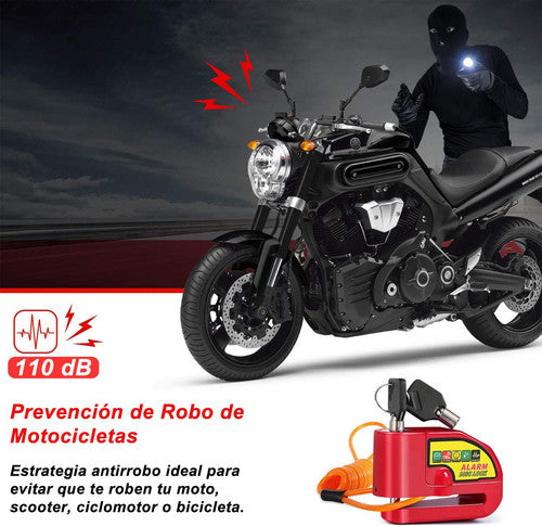Motorcycle Alarm Disc Lock Motor Bike Brake Security Electric Rotor Bike Lock RED 3