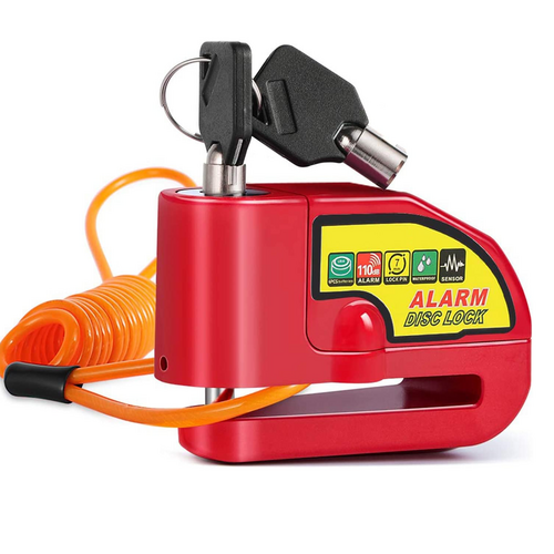 Motorcycle Alarm Disc Lock Motor Bike Brake Security Electric Rotor Bike Lock RED 6