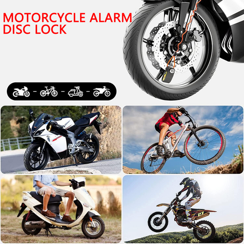 Motorcycle Alarm Disc Lock Motor Bike Brake Security Electric Rotor Bike Lock RED 7