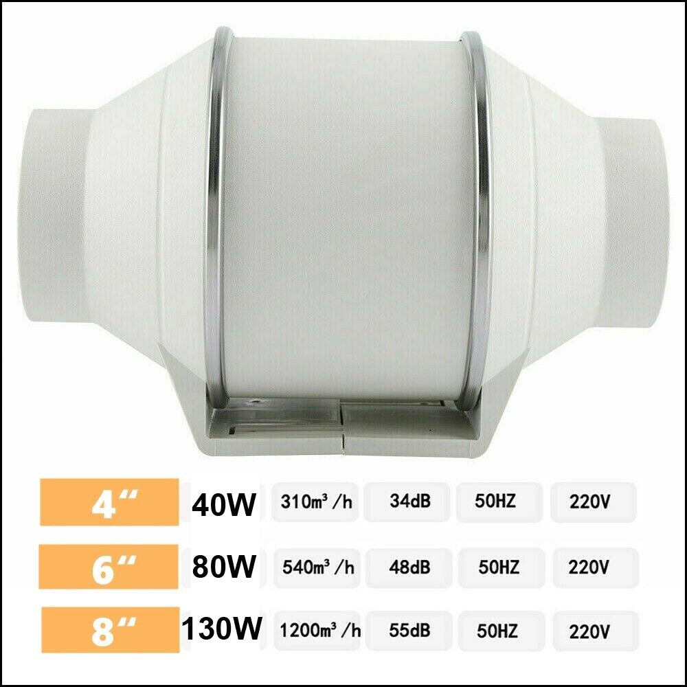 8inch Extractor Fan Duct Hydroponic Inline Exhaust Vent Industrial 3