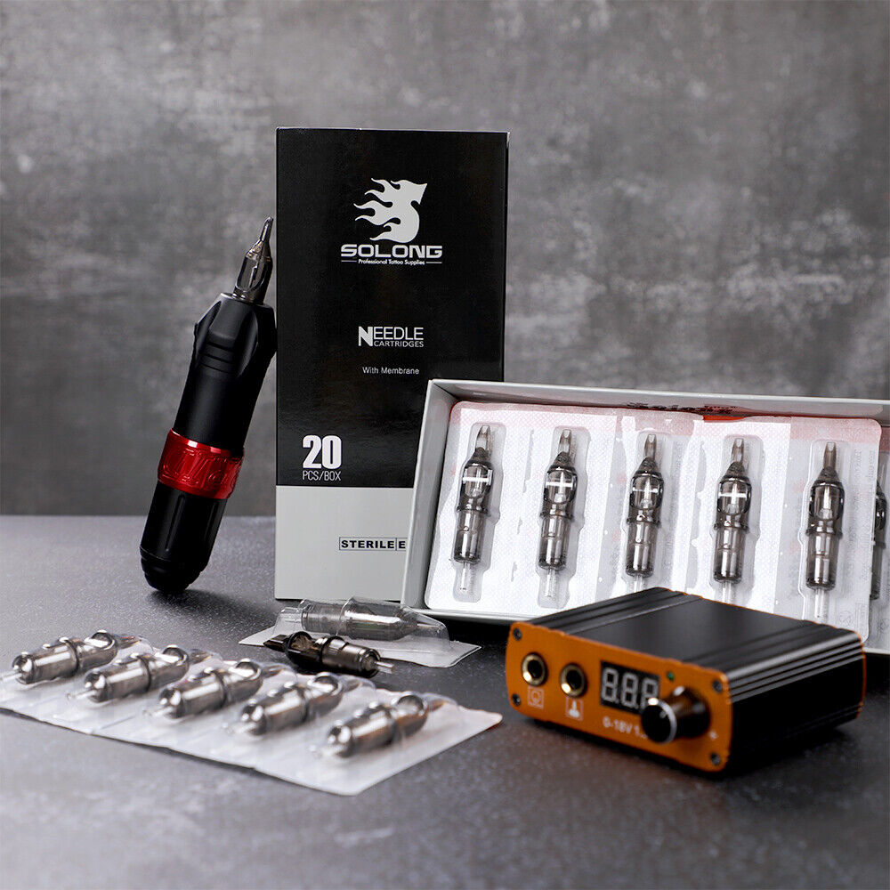 Complete Tattoo Kit rotary tattoo pen 8Inks [40Needle] Practice Skin AU-PLUG 5