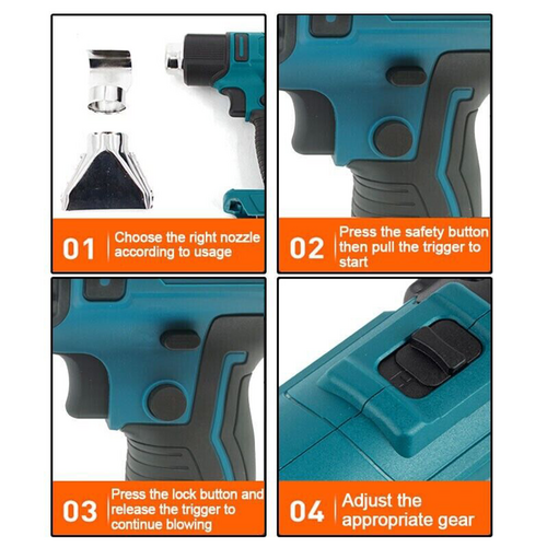 2200W Cordless Heat Gun Hot Air Gun Temperature 300~580 Degree Celsius For Makita 18V Battery 7