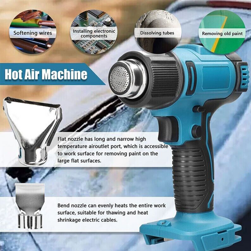 2200W Cordless Heat Gun Hot Air Gun Temperature 300~580 Degree Celsius For Makita 18V Battery 8