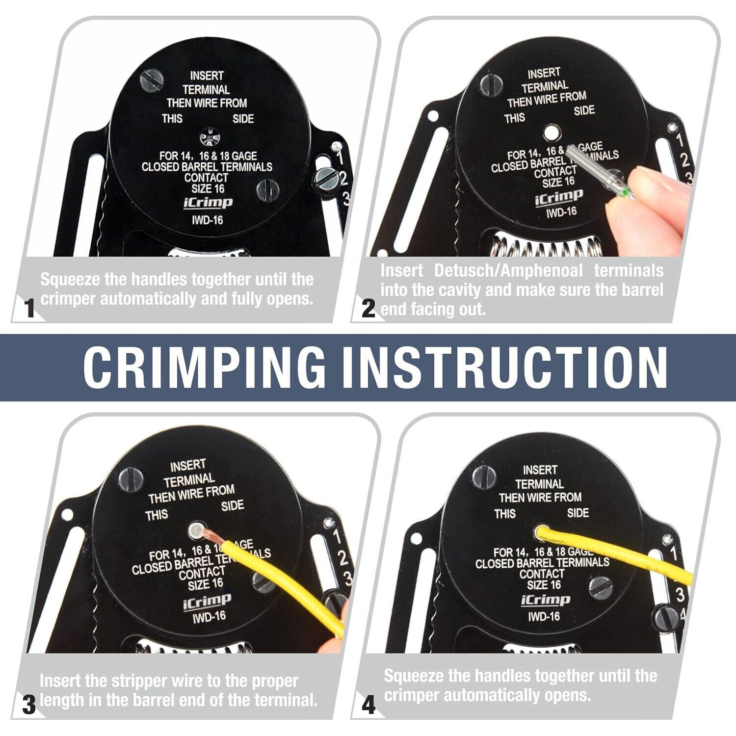 DT20 Crimper 4 Way Indent,8 Impression iCrimp Closed Barrel Type Deutsch Crimper 5