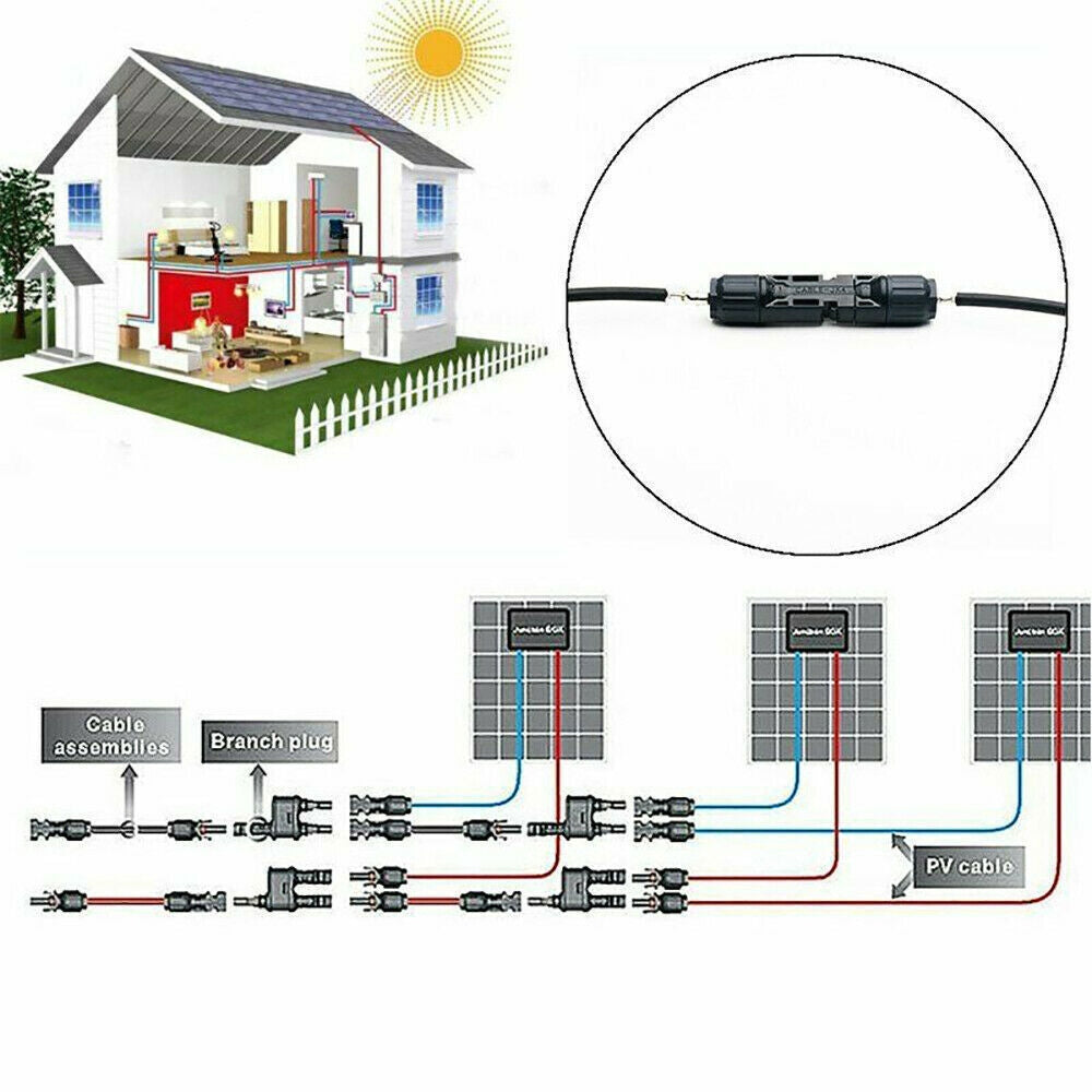 10 Pairs Solar Panel Connectors 30A Line Plug Socket Male & Female IP67 PV Cable 8