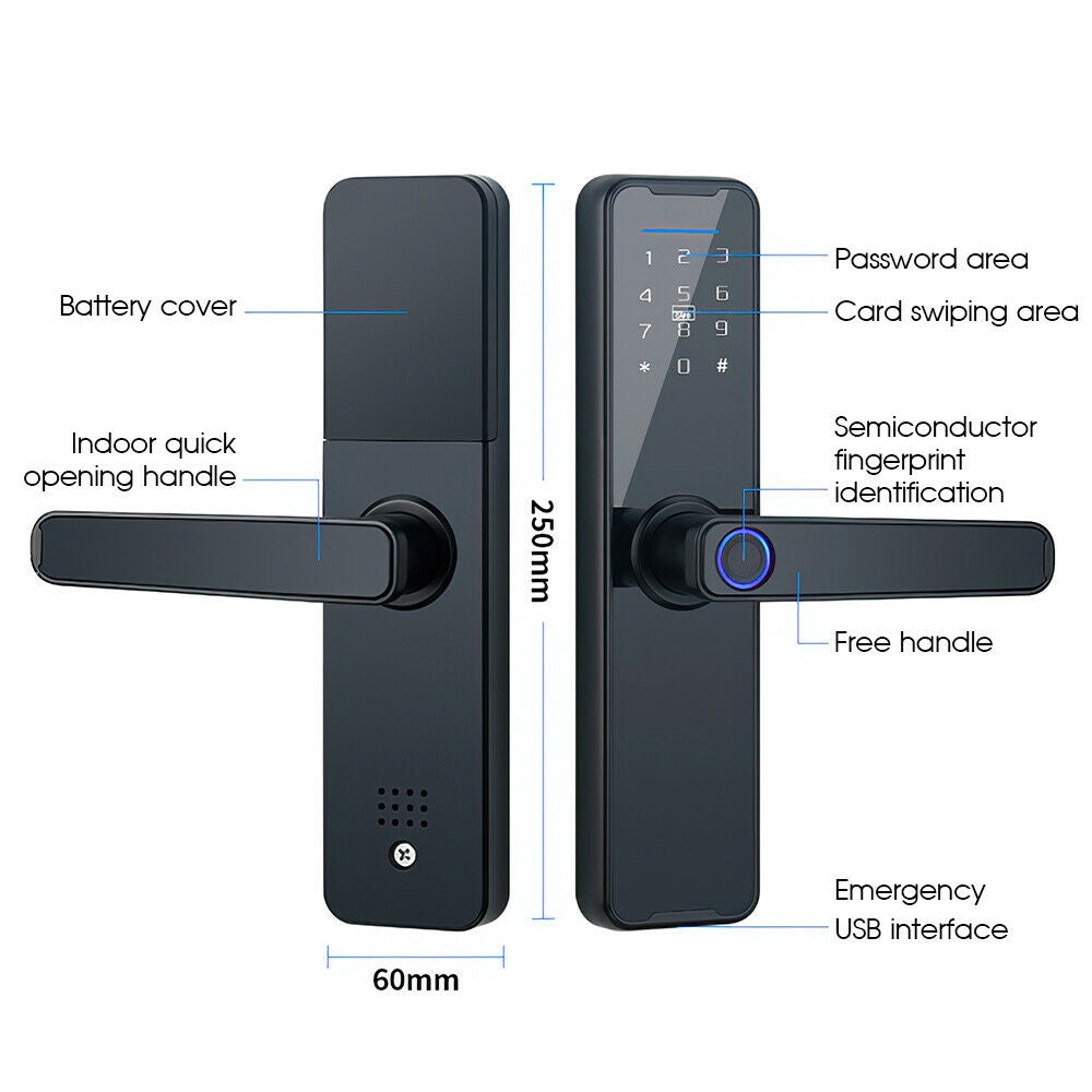 Digital Smart Door Lock Fingerprint APP Key Card Password Electronic Home Lock 4
