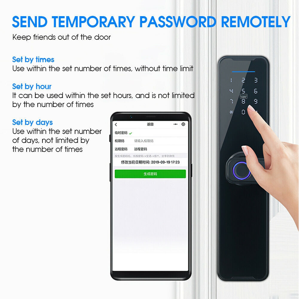 Digital Smart Door Lock Fingerprint APP Key Card Password Electronic Home Lock 5