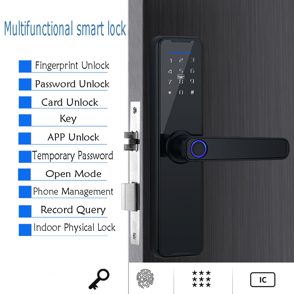 Digital Smart Door Lock Fingerprint APP Key Card Password Electronic Home Lock 7