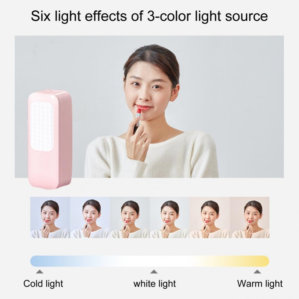 LED Portable Phone Holder Stand Wireless Remote Dimmable Selfie Fill Light Lamp Pink 3