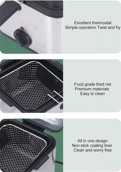 Electric Deep Fryer 2.5L French Frie Machine Oil Hot Pot Fried Chicken Grill 9