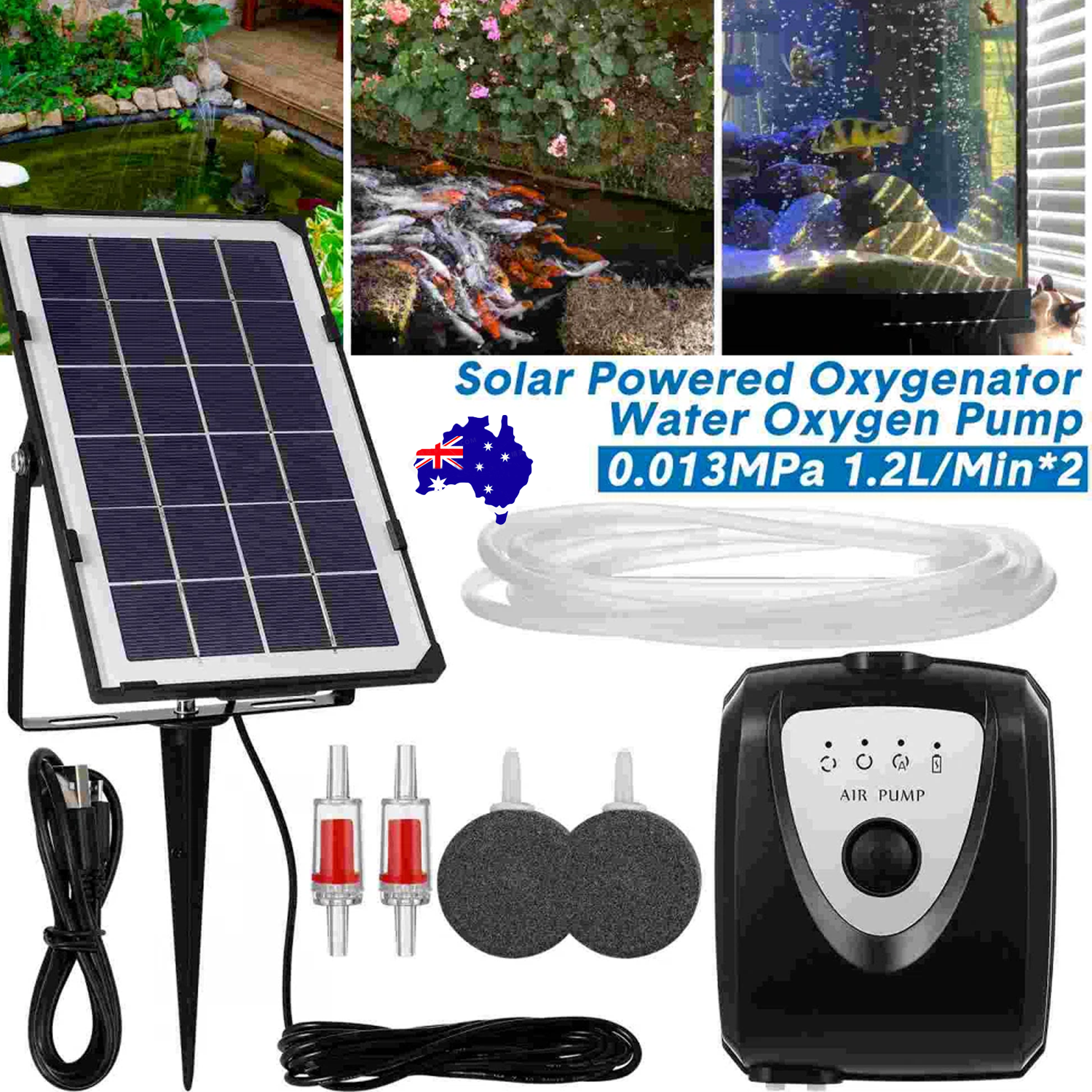 Solar Pond Pump Air Pump Solar Powered Pool Fish Tank Oxygenator Oxygen Aerator