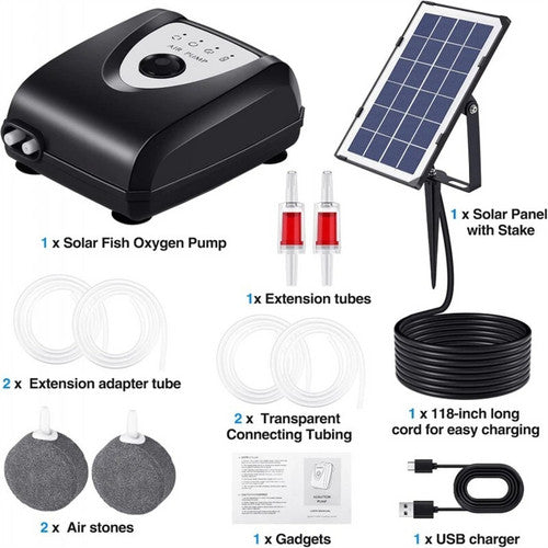 Solar Pond Pump Air Pump Solar Powered Pool Fish Tank Oxygenator Oxygen Aerator 4