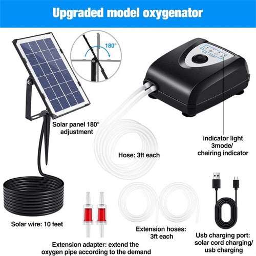 Solar Pond Pump Air Pump Solar Powered Pool Fish Tank Oxygenator Oxygen Aerator 5